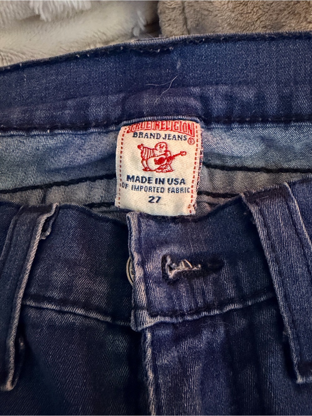 True Religion Size 27 Dark Blue Denim Jeans | Signature Horseshoe Back Pockets |